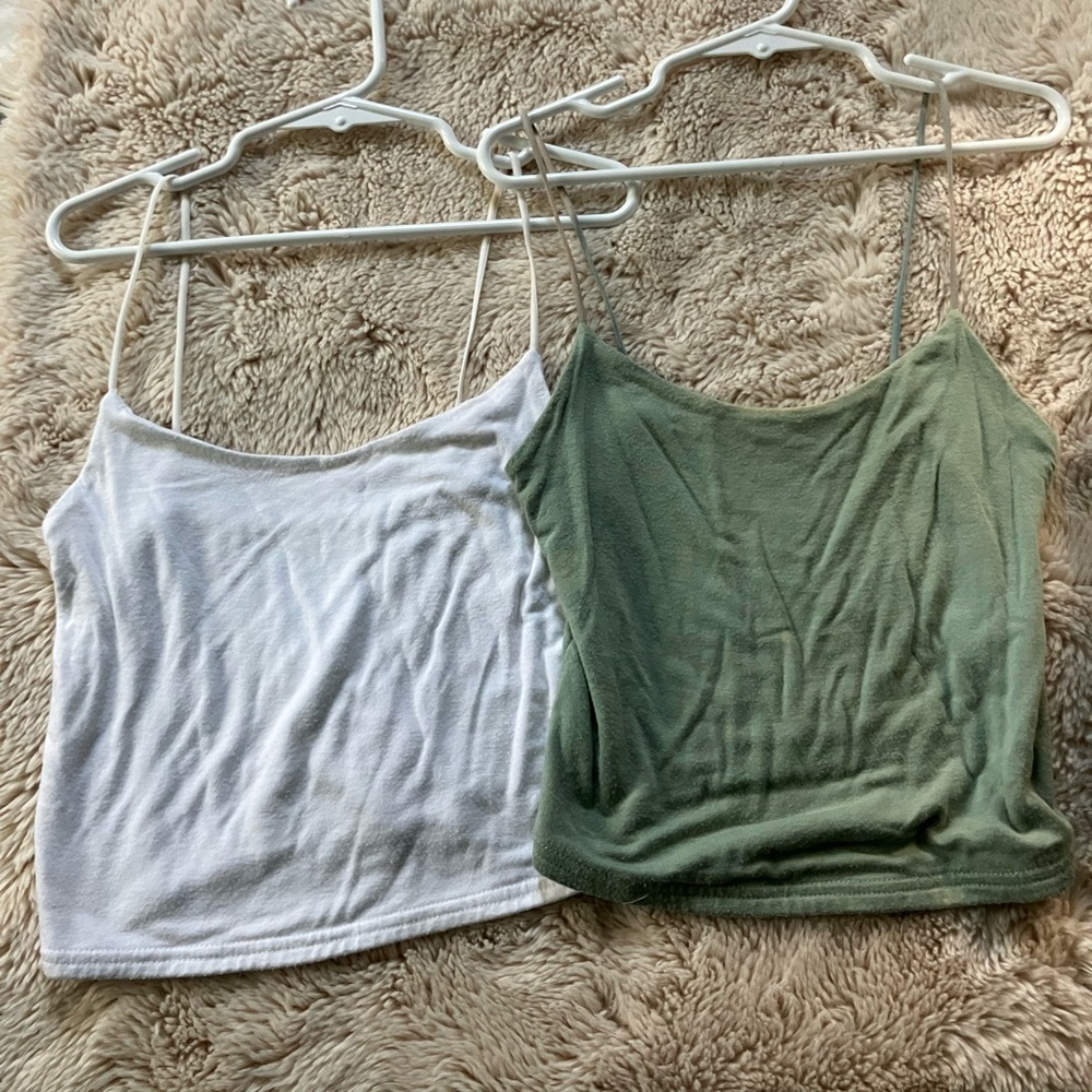 PacSun White and Green Crop Tops